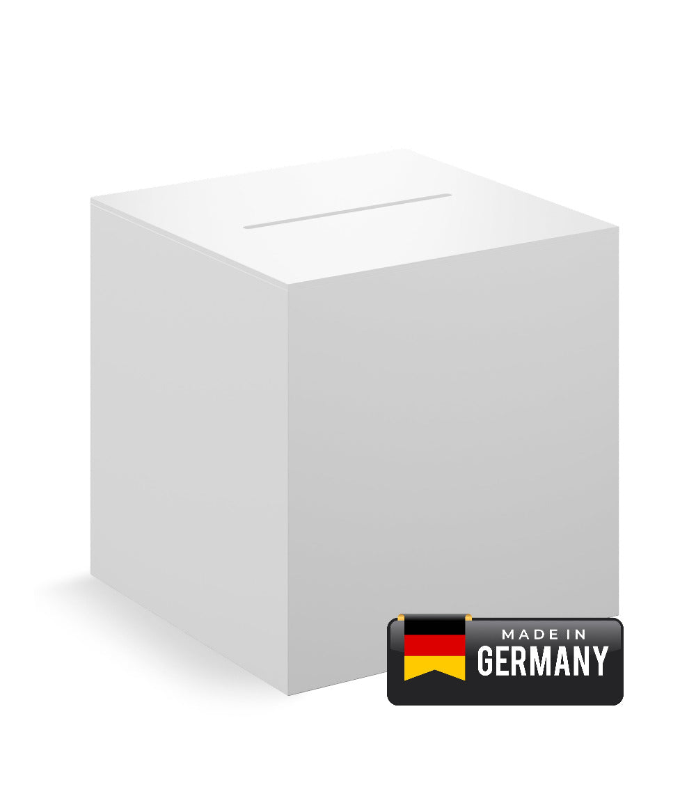 Losbox / Spendenbox aus Acrylglas mit abnehmbarem Deckel in Weiß