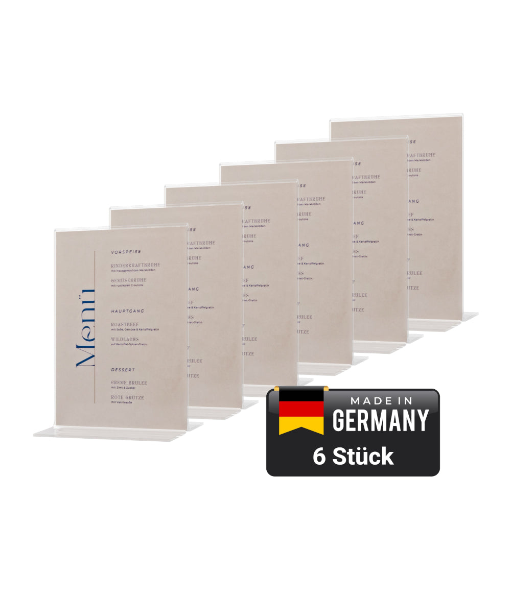 Tischaufsteller aus Acrylglas in T-Form