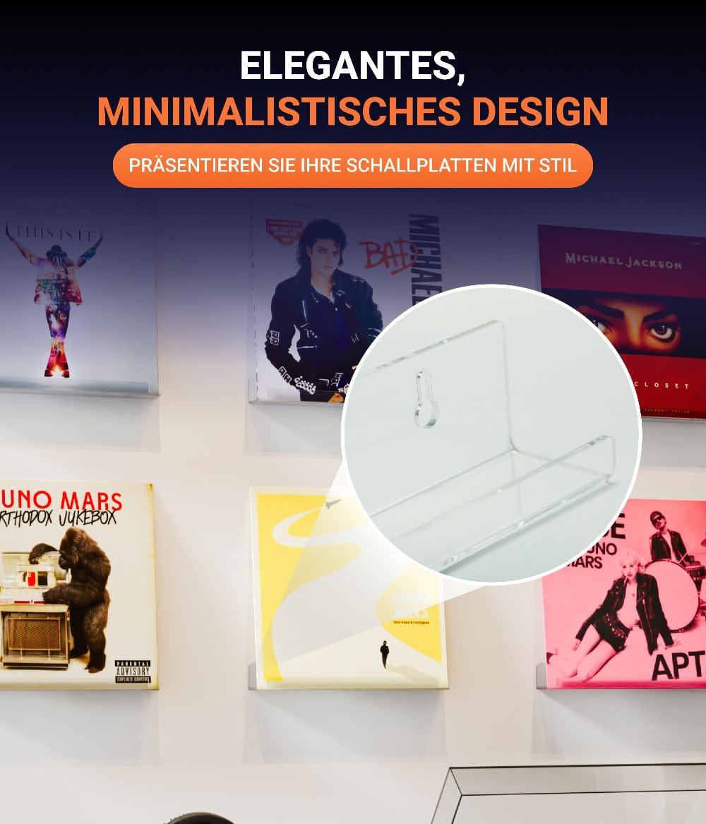 EHDesign 6er Set Wandhalterung für Schallplatten 6er Set aus Acrylglas