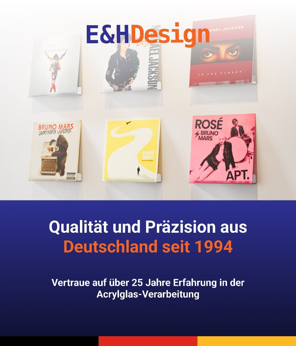 EHDesign 6er Set Wandhalterung für Schallplatten 6er Set aus Acrylglas