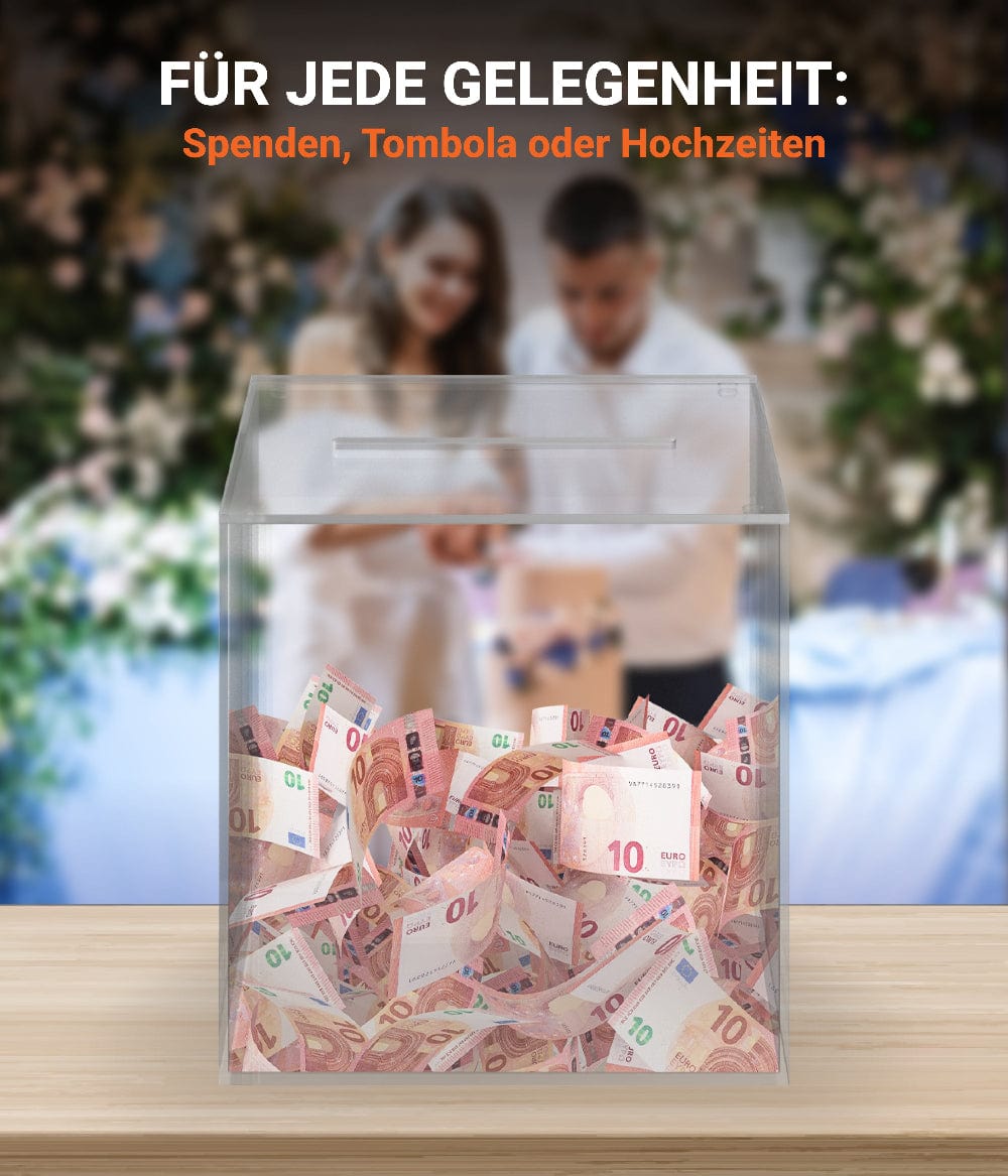 EHDesign Acrylbox Losbox / Spendenbox aus Acrylglas mit abnehmbarem Deckel