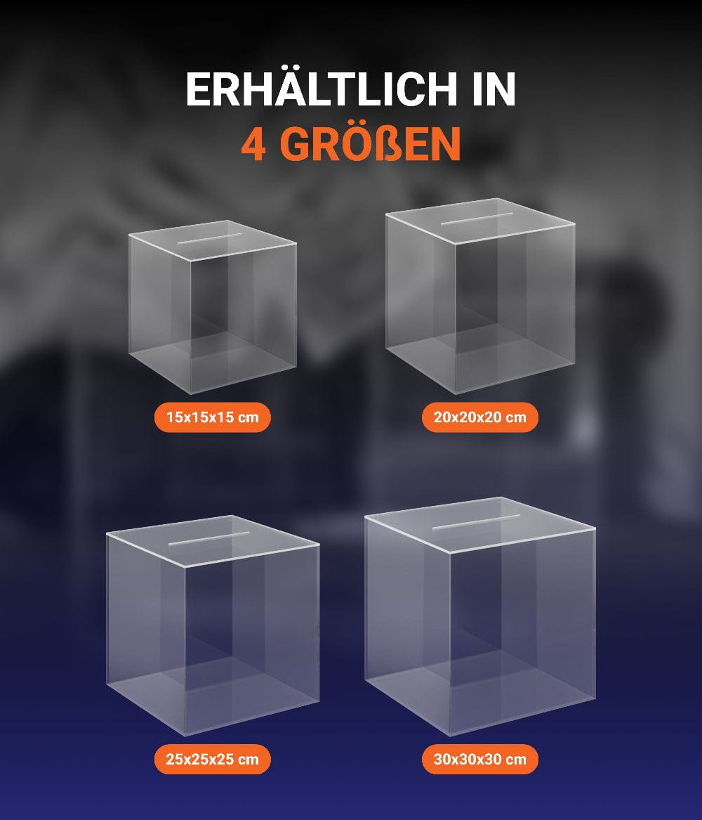 EHDesign Acrylbox Losbox / Spendenbox aus Acrylglas mit abnehmbarem Deckel