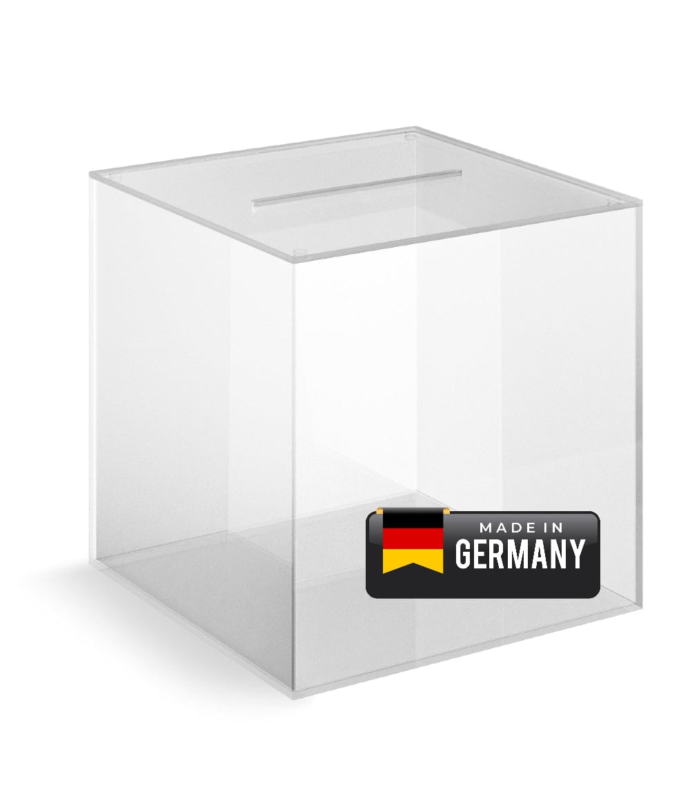 EHDesign Acrylbox Losbox / Spendenbox aus Acrylglas mit abnehmbarem Deckel