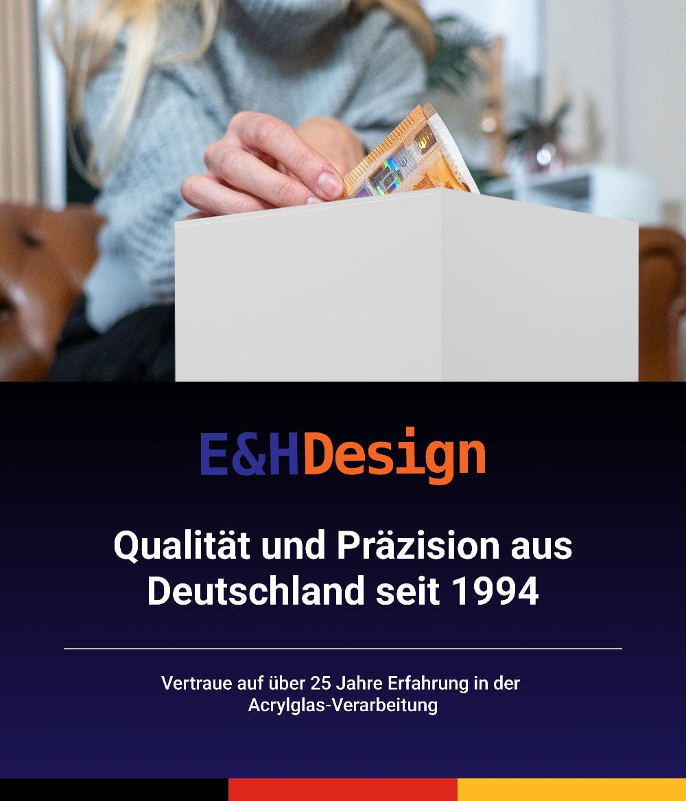 EHDesign Acrylbox Losbox / Spendenbox aus Acrylglas mit abnehmbarem Deckel in Weiß