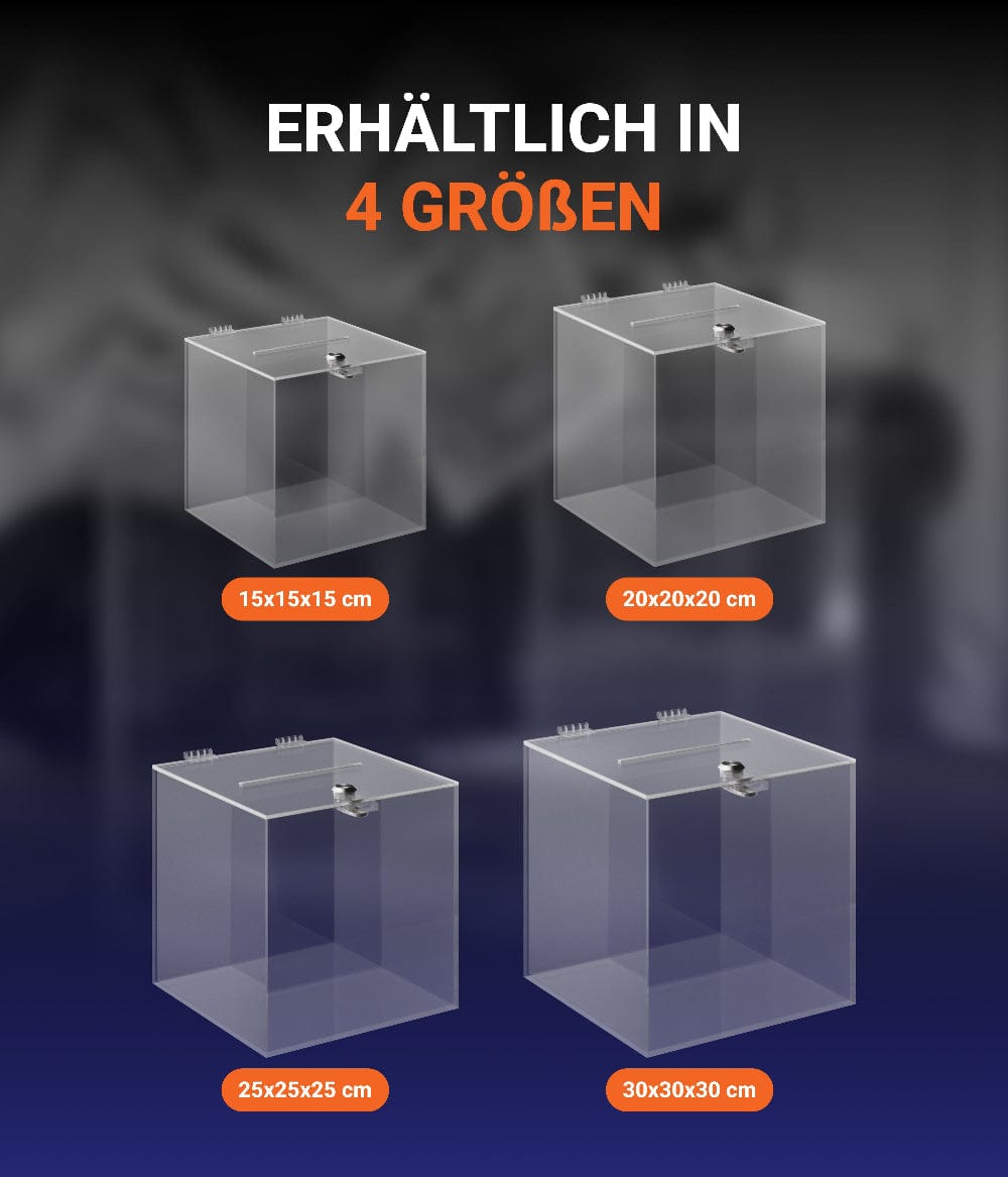 EHDesign Acrylbox Losbox / Spendenbox aus Acrylglas mit Schloss