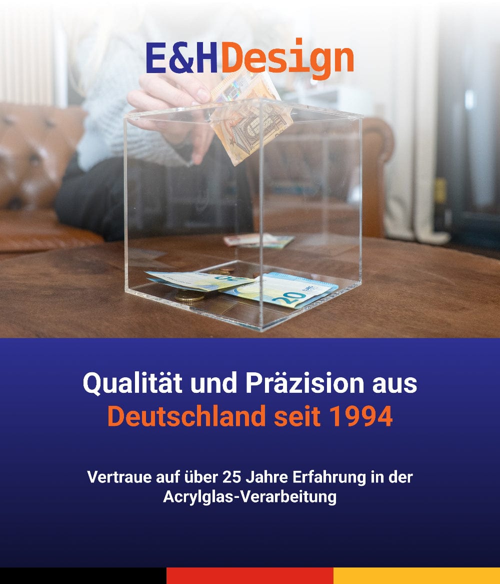EHDesign Acrylbox Losbox / Spendenbox aus Acrylglas mit Schloss