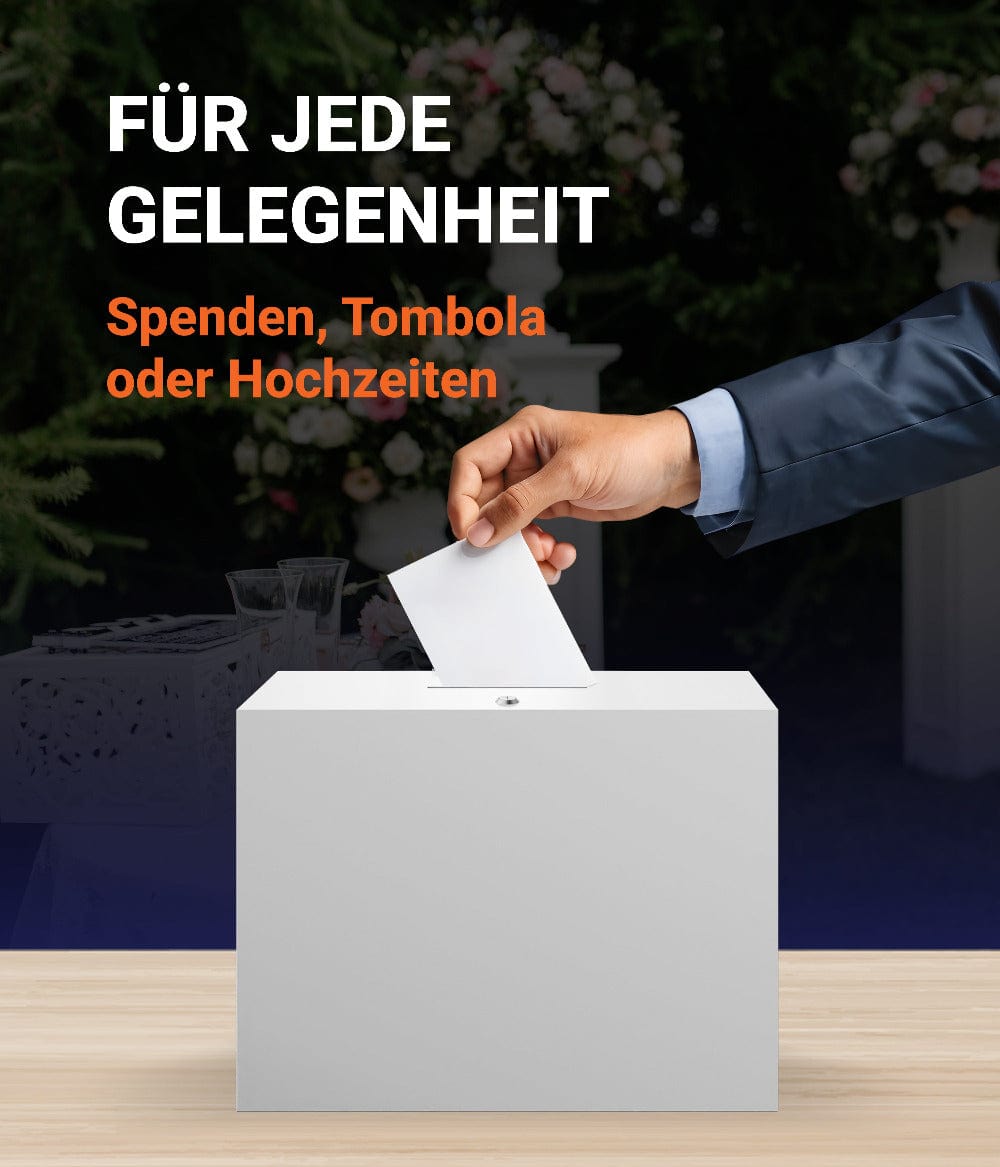EHDesign Acrylbox Losbox / Spendenbox aus Acrylglas mit Schloss in Weiß