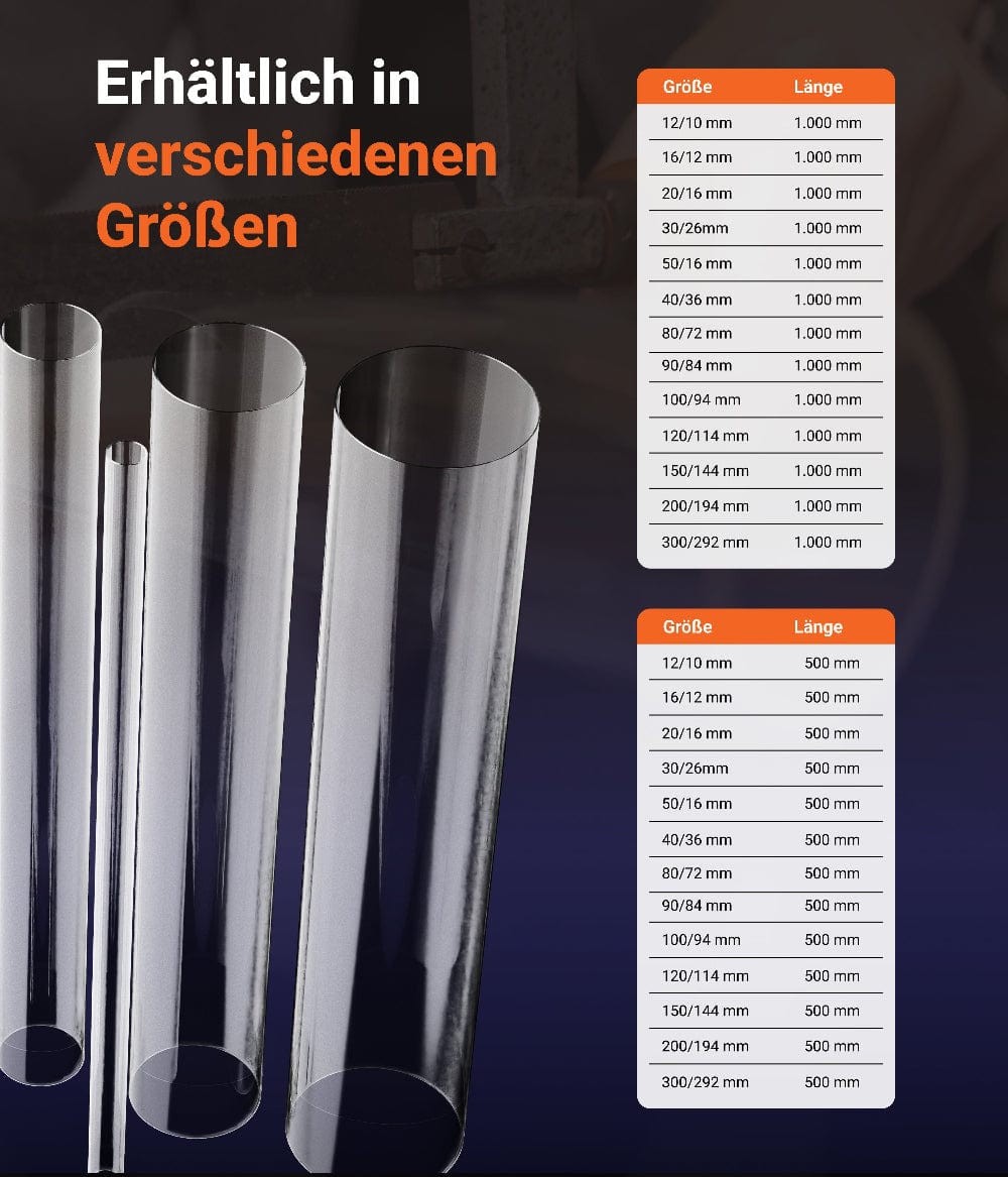 EHDesign Acrylglas Rohre transparent