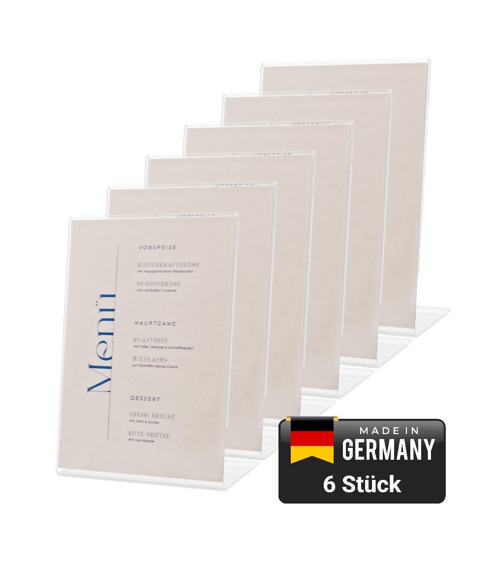 EHDesign L-Aufsteller 6er Set / A6 Tischaufsteller aus Acrylglas in L-Form