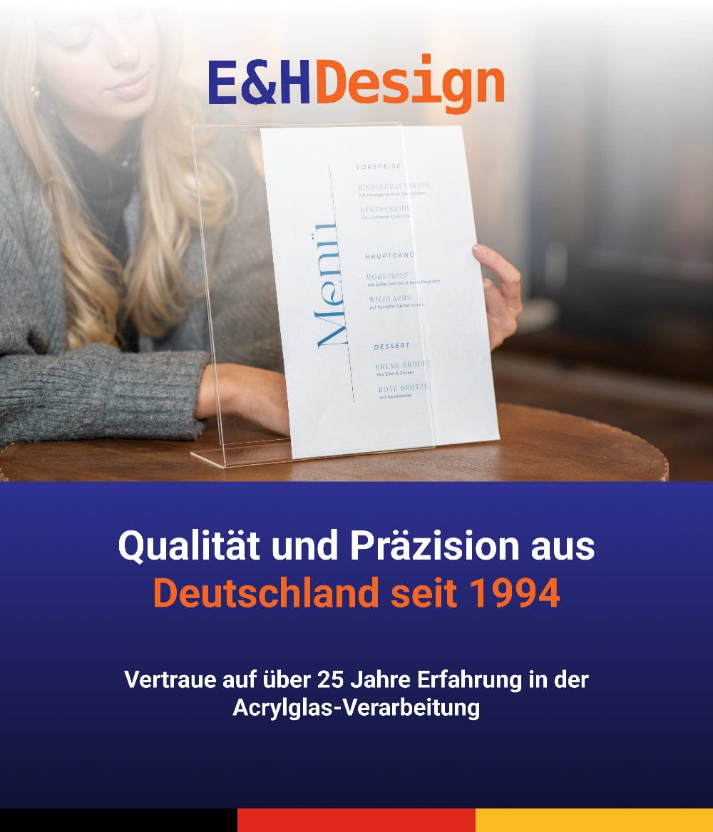 EHDesign L-Aufsteller Tischaufsteller aus Acrylglas in L-Form