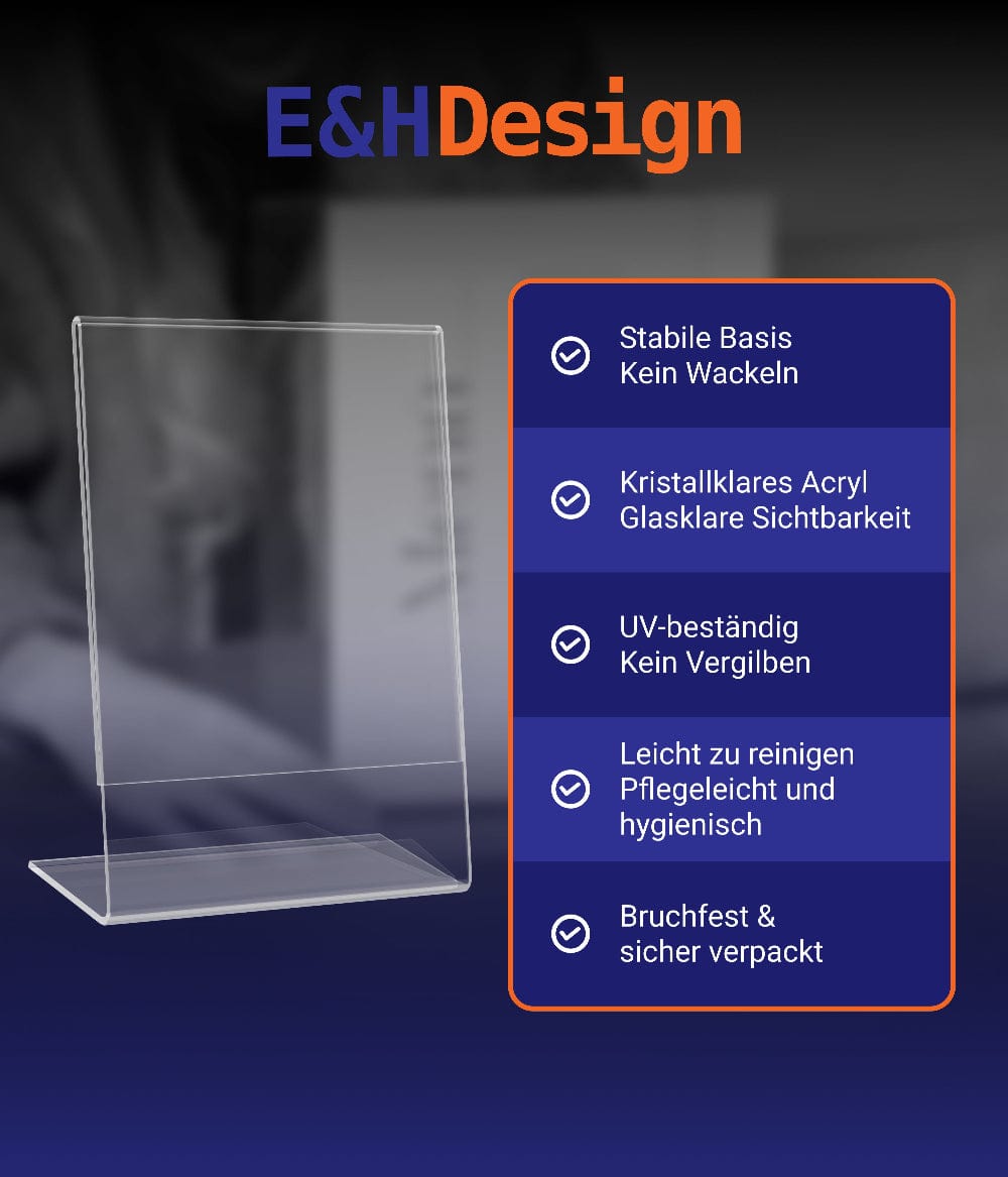 EHDesign L-Aufsteller Tischaufsteller aus Acrylglas in L-Form