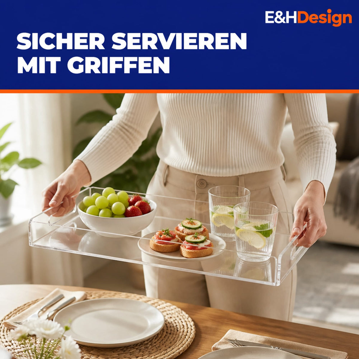EHDesign Tablett Tablett aus transparentem Acrylglas