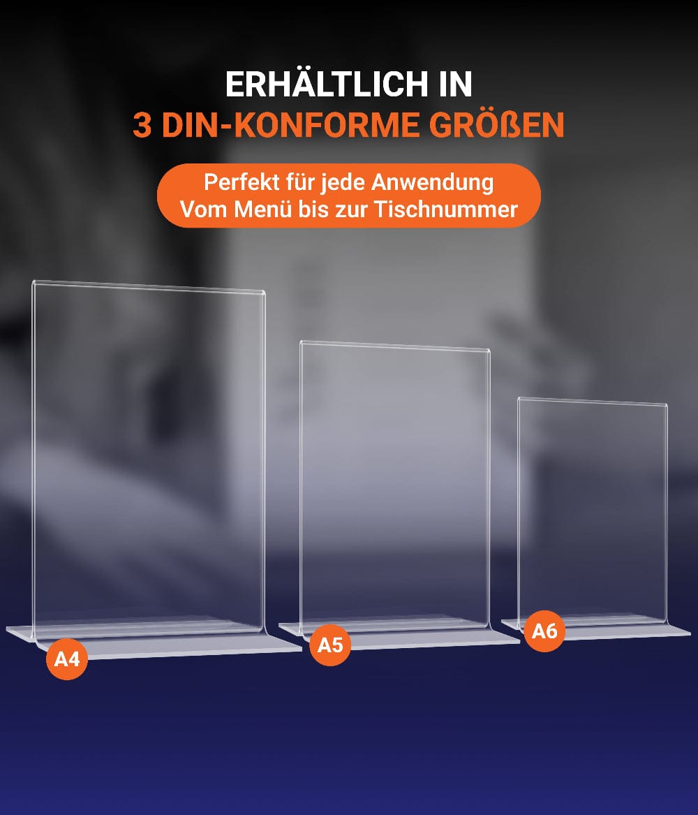 EHDesign Tischaufsteller aus Acrylglas in T-Form