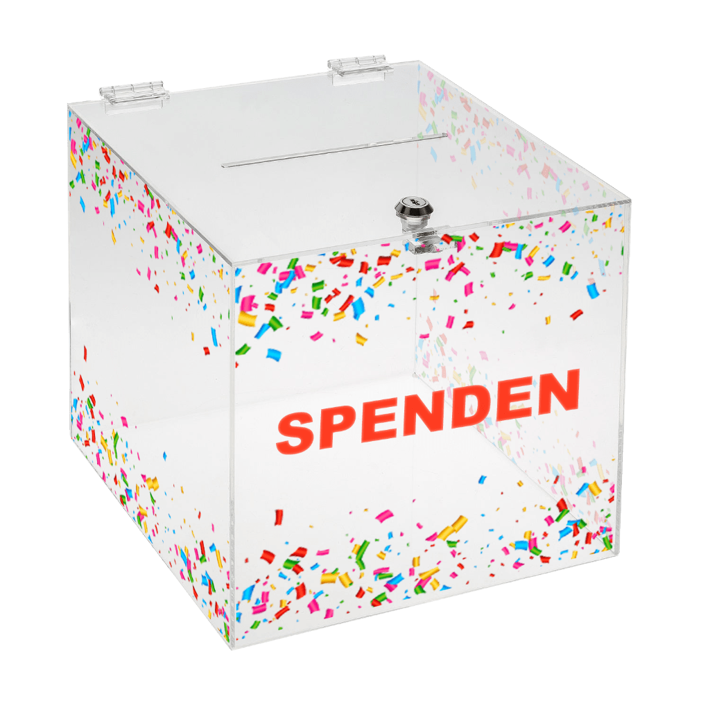 EHDesign Acrylbox Losbox / Spendenbox aus Acrylglas mit Schloss