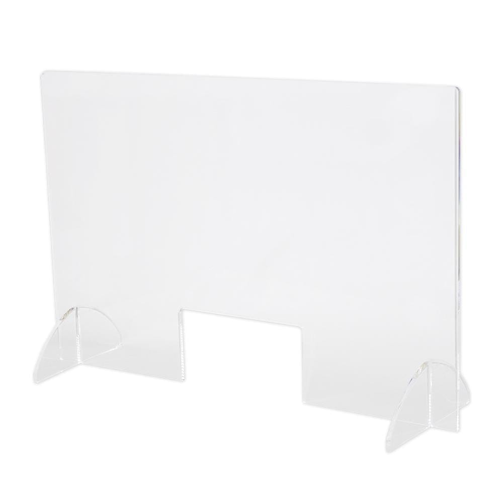 EHDesign Schutzwand quer / 6 mm Hygieneschutzwand / Spuckschutz aus Acrylglas mit Durchreiche