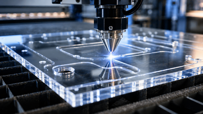 Laser cutting transparent acrylic sheets with precise polished edges in manufacturing process