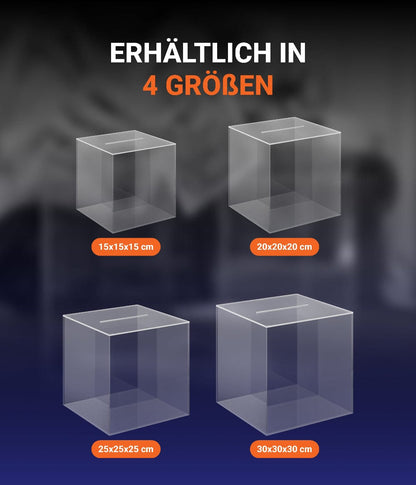 EHDesign Acrylbox Losbox / Spendenbox aus Acrylglas mit abnehmbarem Deckel