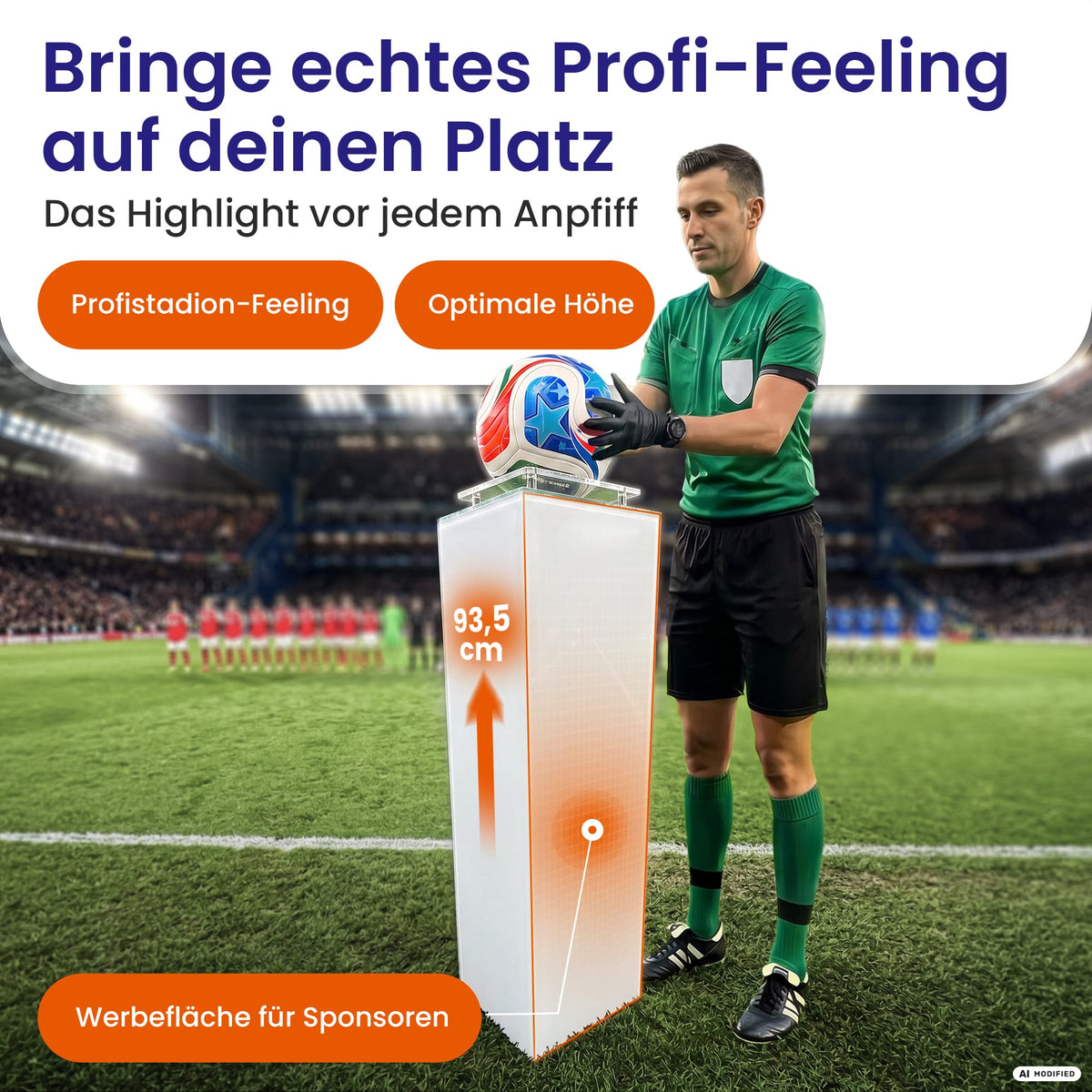 EHDesign Ballsäule für Fußball & Handball - Platz für Ihren Spielball - Profi-Feeling auf dem Platz
