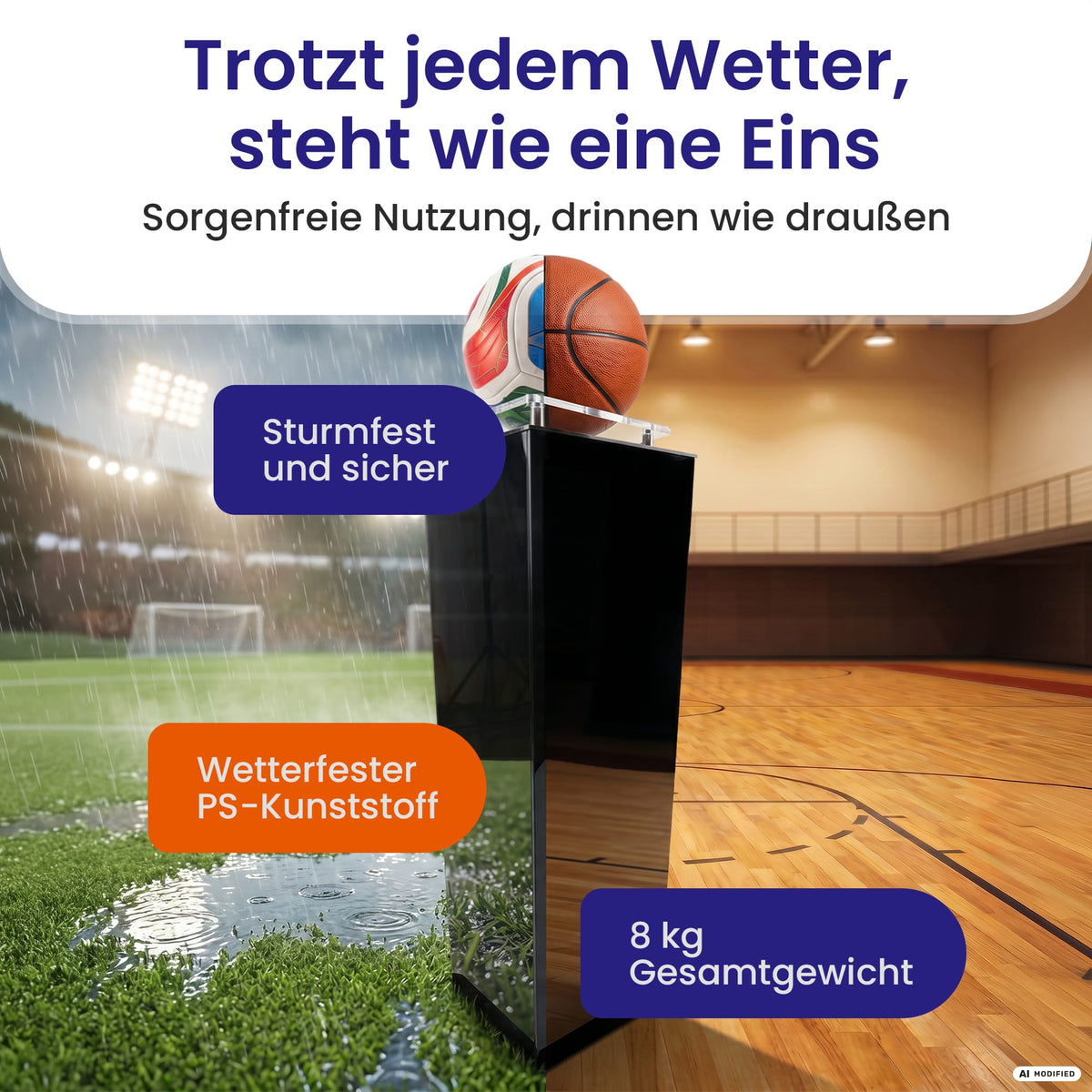 EHDesign Ballsäule für Fußball & Handball - Platz für Ihren Spielball Mobil & Wetterfest - für Außen & Innen