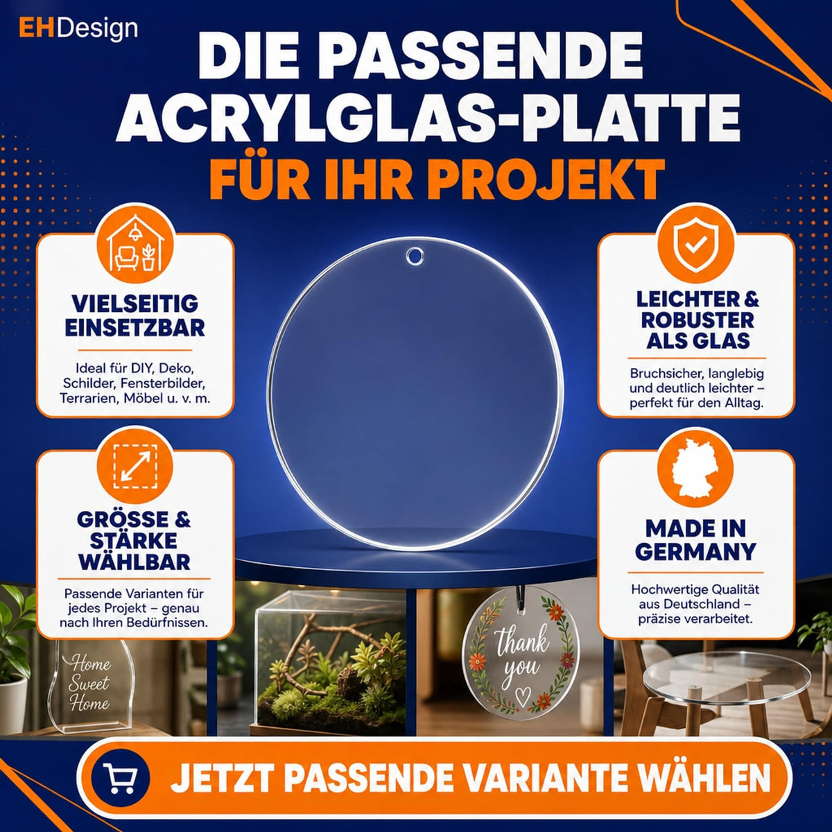 EHDesign Heim & Garten Anhänger aus Acrylglas transparent