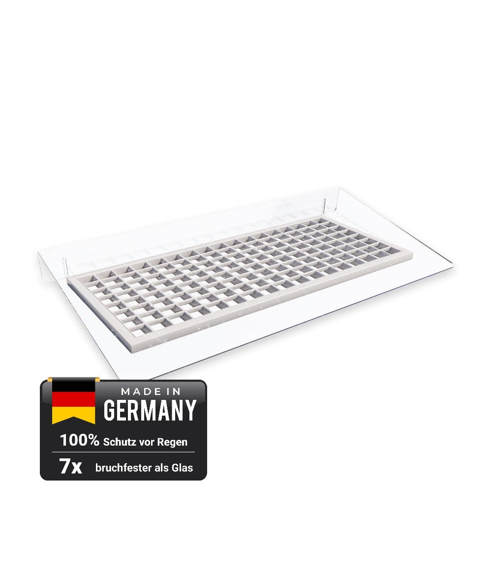 EHDesign Lichtschachtabdeckung aus glasklarem Acrylglas, werkzeugfreie Montage mittels Auflegen