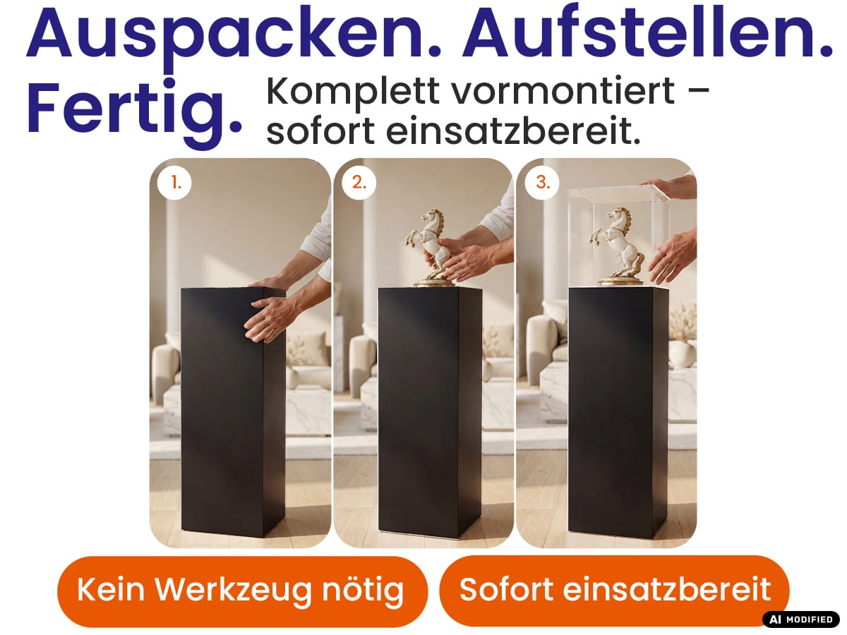 EHDesign Präsentationssäule aus Kunststoff - sofort werkzeuglos einsatzbereit - Auspacken - Aufstellen - Fertig
