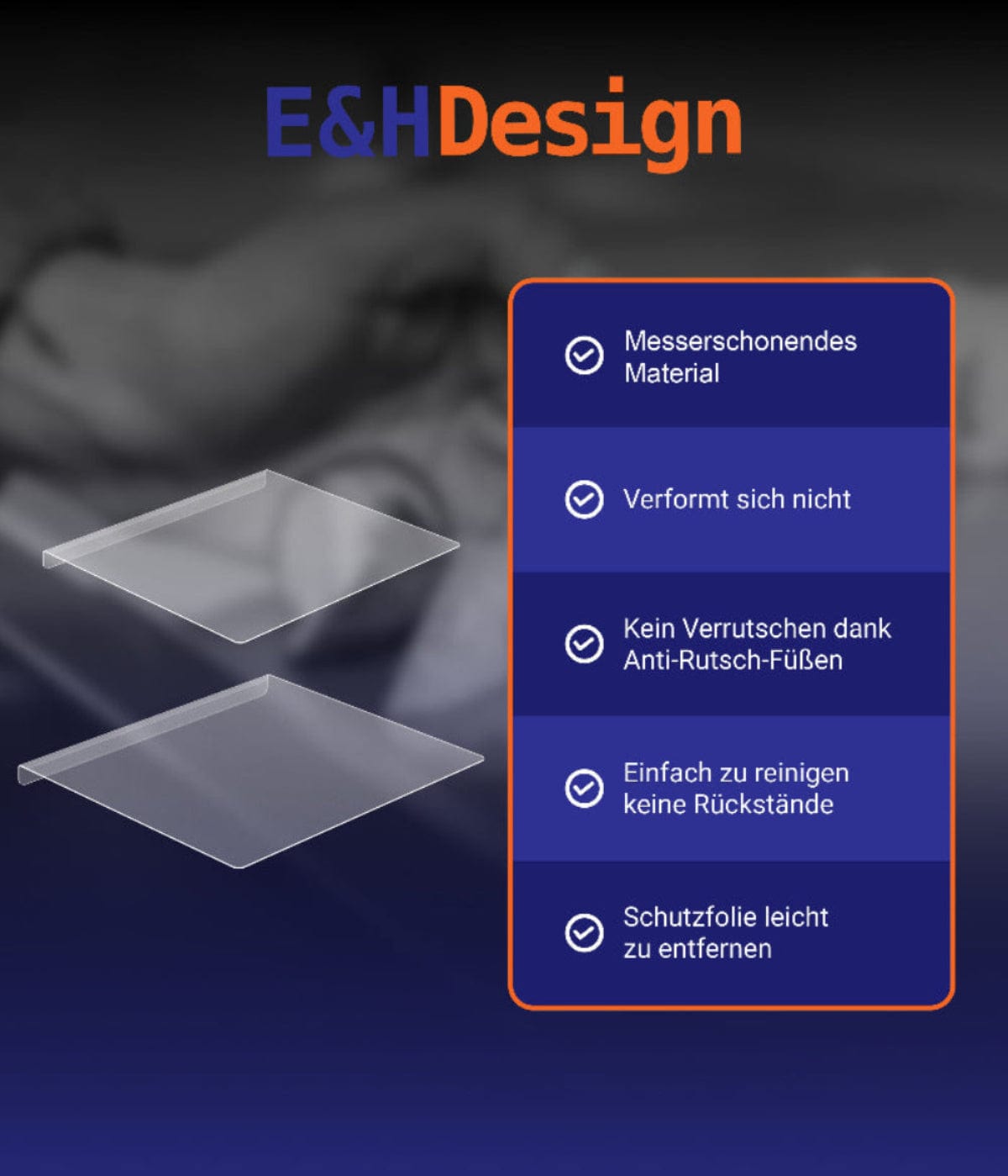 EHDesign Schneidebrett aus transparentem Acrylglas