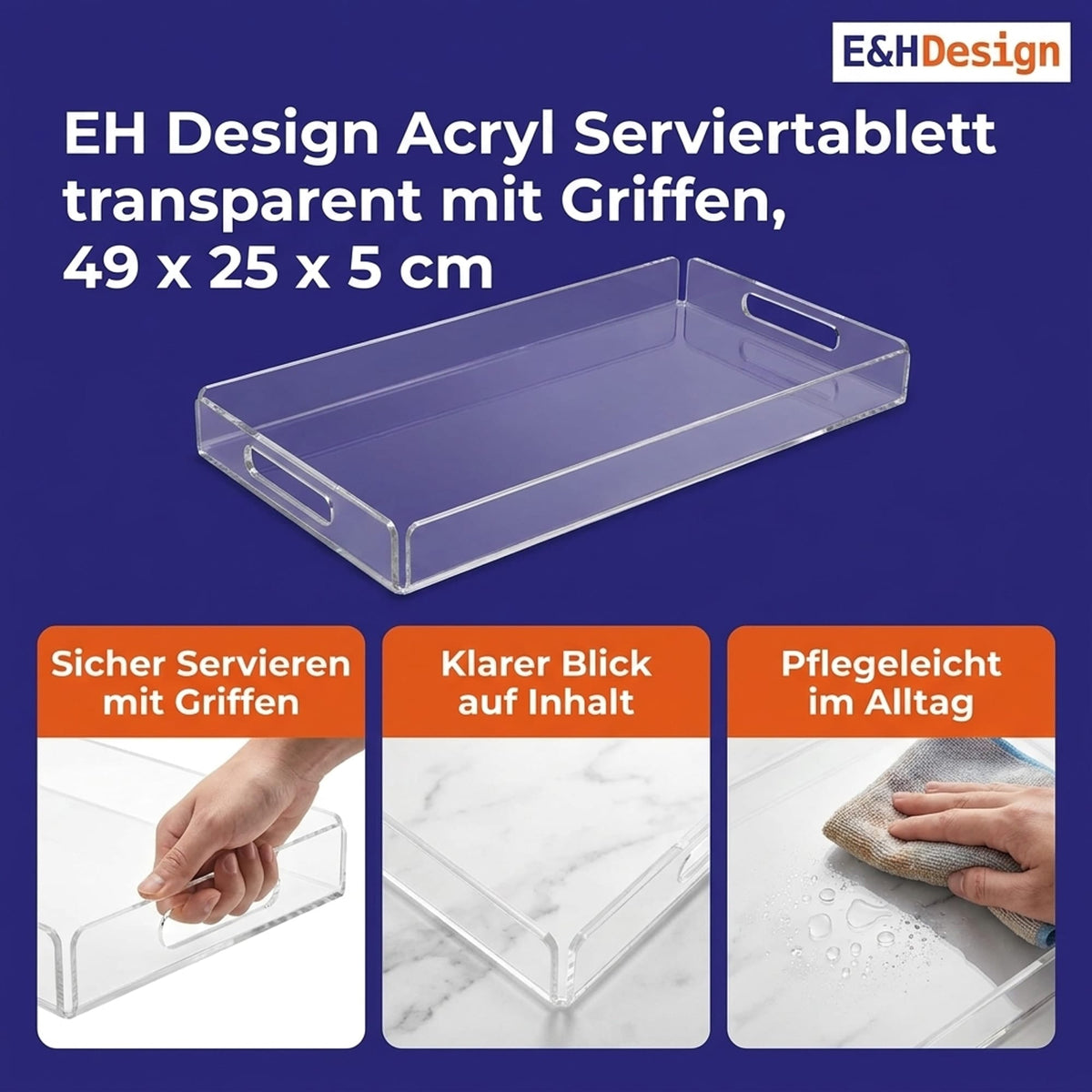 EHDesign Tablett Tablett aus transparentem Acrylglas