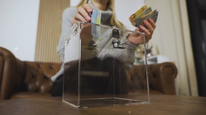 Losbox / Spendenbox aus Acrylglas mit Schloss