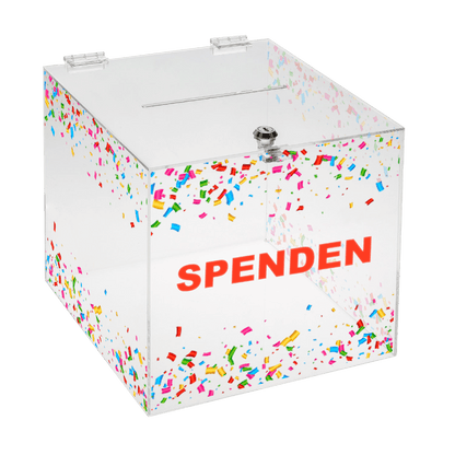 EHDesign Acrylbox Losbox / Spendenbox aus Acrylglas mit Schloss
