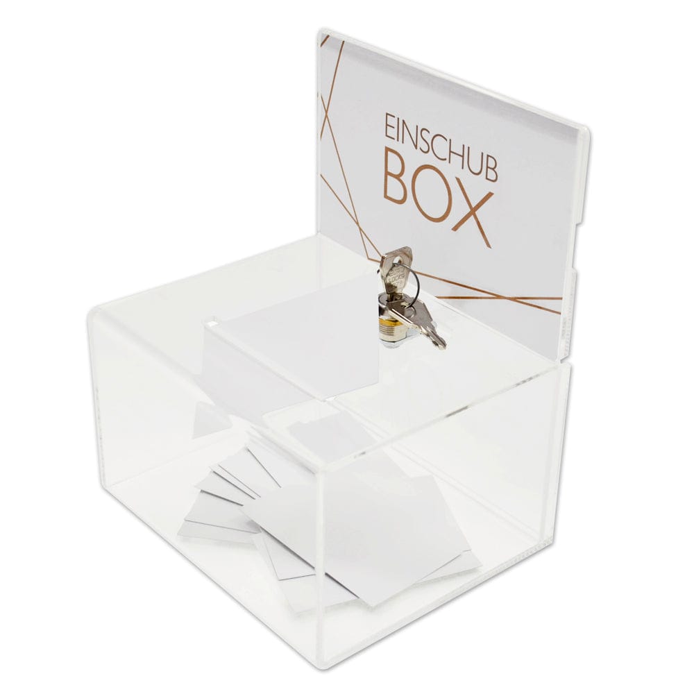 EHDesign Spendenbox Losbox / Spendenbox aus Acrylglas mit Einschub