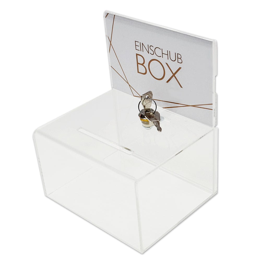EHDesign Spendenbox Losbox / Spendenbox aus Acrylglas mit Einschub