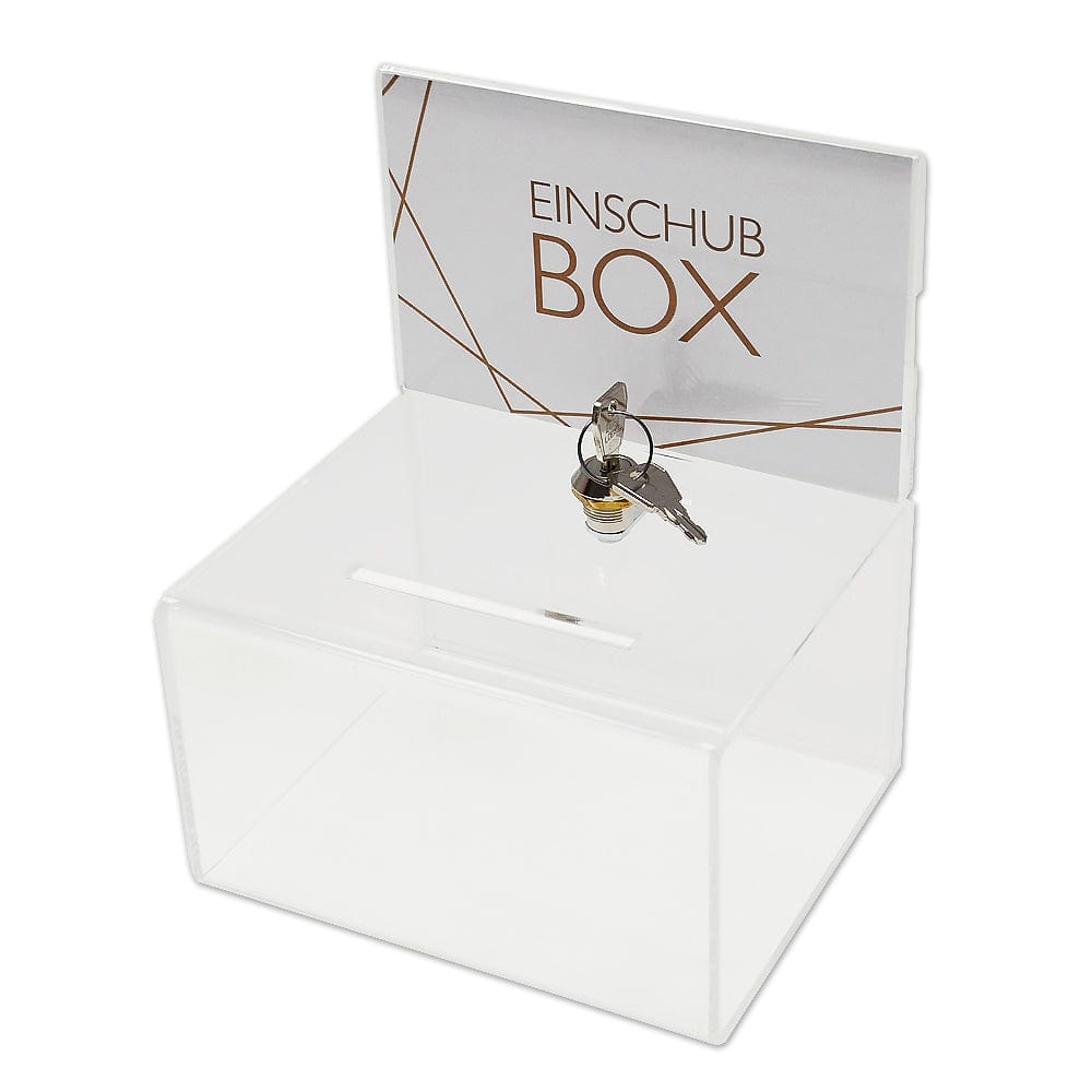 EHDesign Spendenbox Losbox / Spendenbox aus Acrylglas mit Einschub
