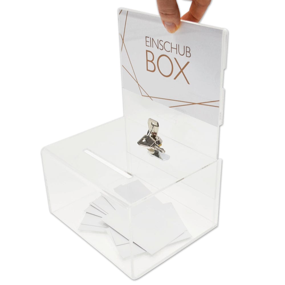 EHDesign Spendenbox Losbox / Spendenbox aus Acrylglas mit Einschub