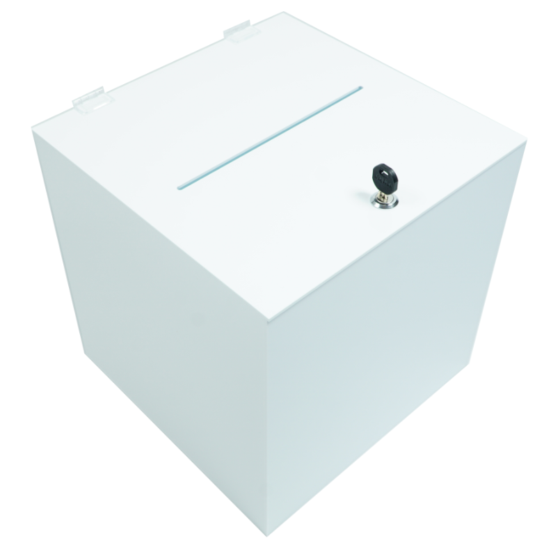 Spendenbox aus Acryl in Weiß | EH Designshop